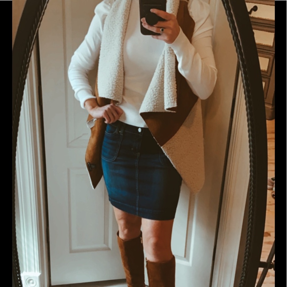 White House Black Market denim mini skirt